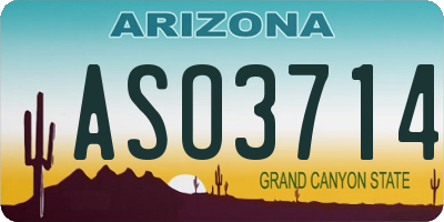 AZ license plate ASO3714