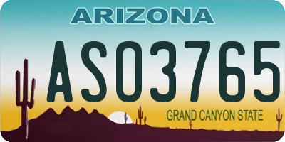 AZ license plate ASO3765