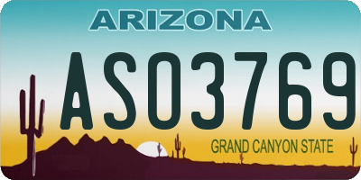 AZ license plate ASO3769