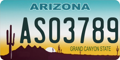 AZ license plate ASO3789