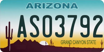 AZ license plate ASO3792