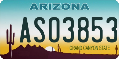 AZ license plate ASO3853