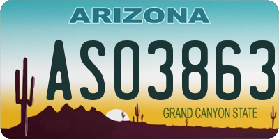 AZ license plate ASO3863