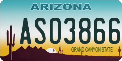 AZ license plate ASO3866