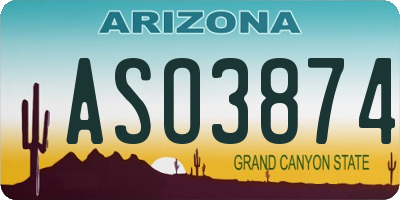AZ license plate ASO3874
