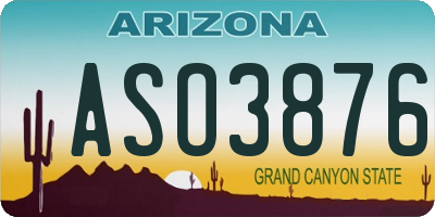 AZ license plate ASO3876