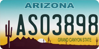 AZ license plate ASO3898