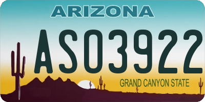 AZ license plate ASO3922