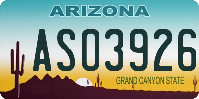 AZ license plate ASO3926