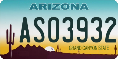 AZ license plate ASO3932