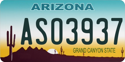 AZ license plate ASO3937