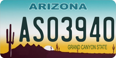 AZ license plate ASO3940
