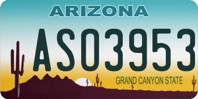 AZ license plate ASO3953