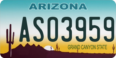 AZ license plate ASO3959