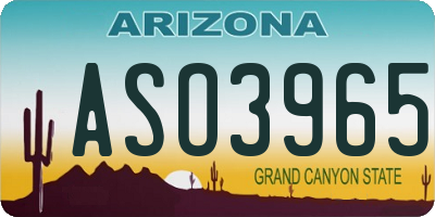 AZ license plate ASO3965