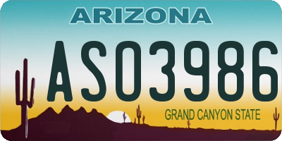 AZ license plate ASO3986