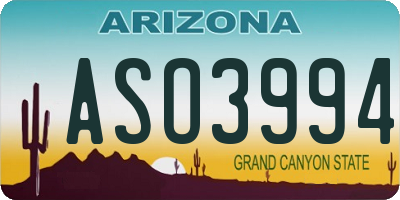 AZ license plate ASO3994