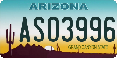 AZ license plate ASO3996