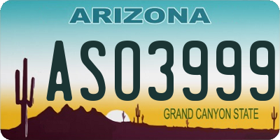 AZ license plate ASO3999