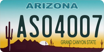 AZ license plate ASO4007
