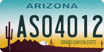 AZ license plate ASO4012
