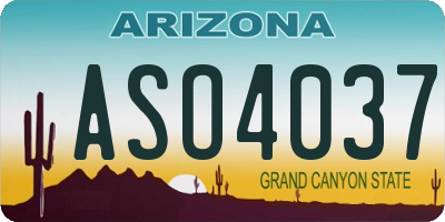AZ license plate ASO4037