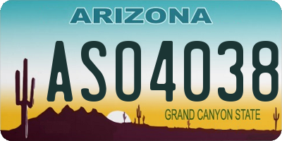 AZ license plate ASO4038