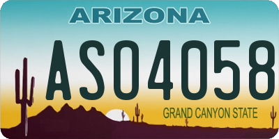 AZ license plate ASO4058