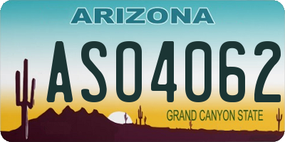 AZ license plate ASO4062