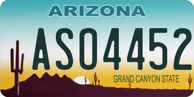 AZ license plate ASO4452