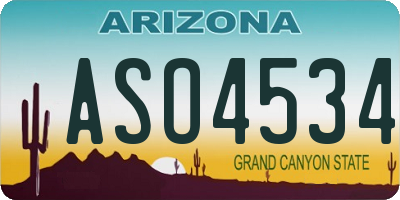 AZ license plate ASO4534