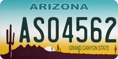 AZ license plate ASO4562