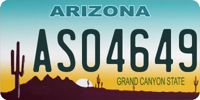 AZ license plate ASO4649
