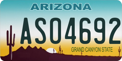 AZ license plate ASO4692