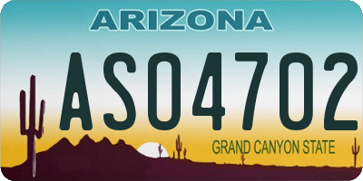 AZ license plate ASO4702