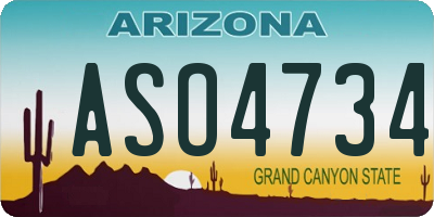 AZ license plate ASO4734
