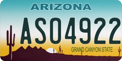 AZ license plate ASO4922