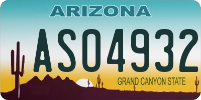 AZ license plate ASO4932
