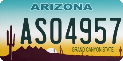AZ license plate ASO4957