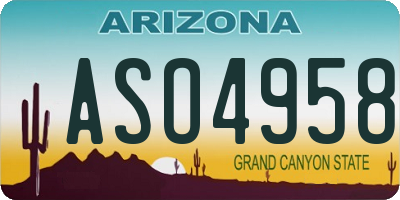 AZ license plate ASO4958