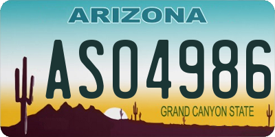 AZ license plate ASO4986