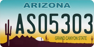 AZ license plate ASO5303