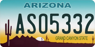 AZ license plate ASO5332