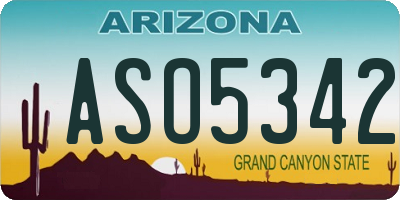AZ license plate ASO5342