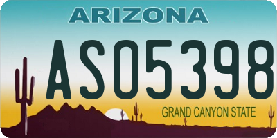 AZ license plate ASO5398