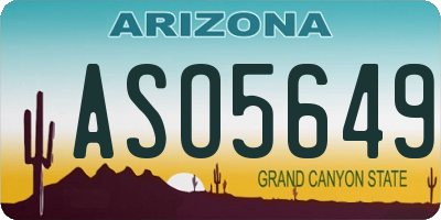AZ license plate ASO5649