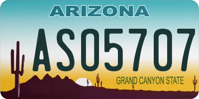 AZ license plate ASO5707