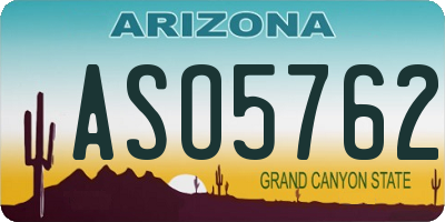 AZ license plate ASO5762