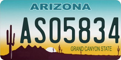 AZ license plate ASO5834