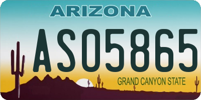 AZ license plate ASO5865